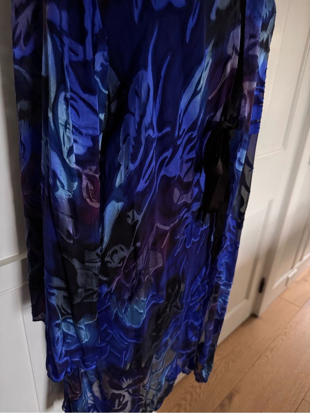 Blue & Purple Sheer Velvet Burnout Floral Duster Kimono - Picture 2 of 6